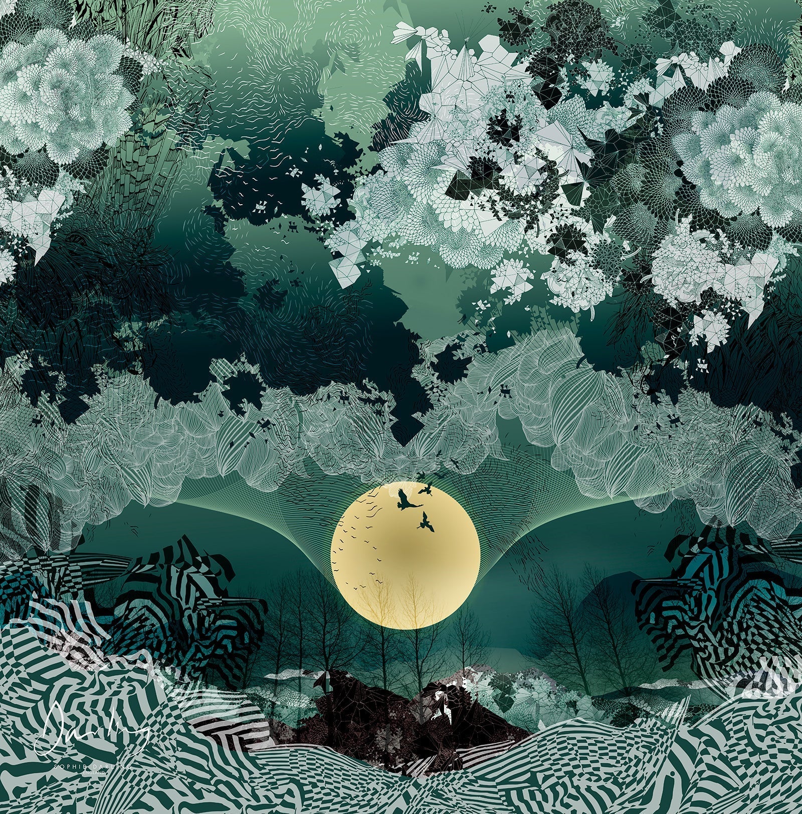 Sophie Darling New moon Silk Bomber Jacket full print design