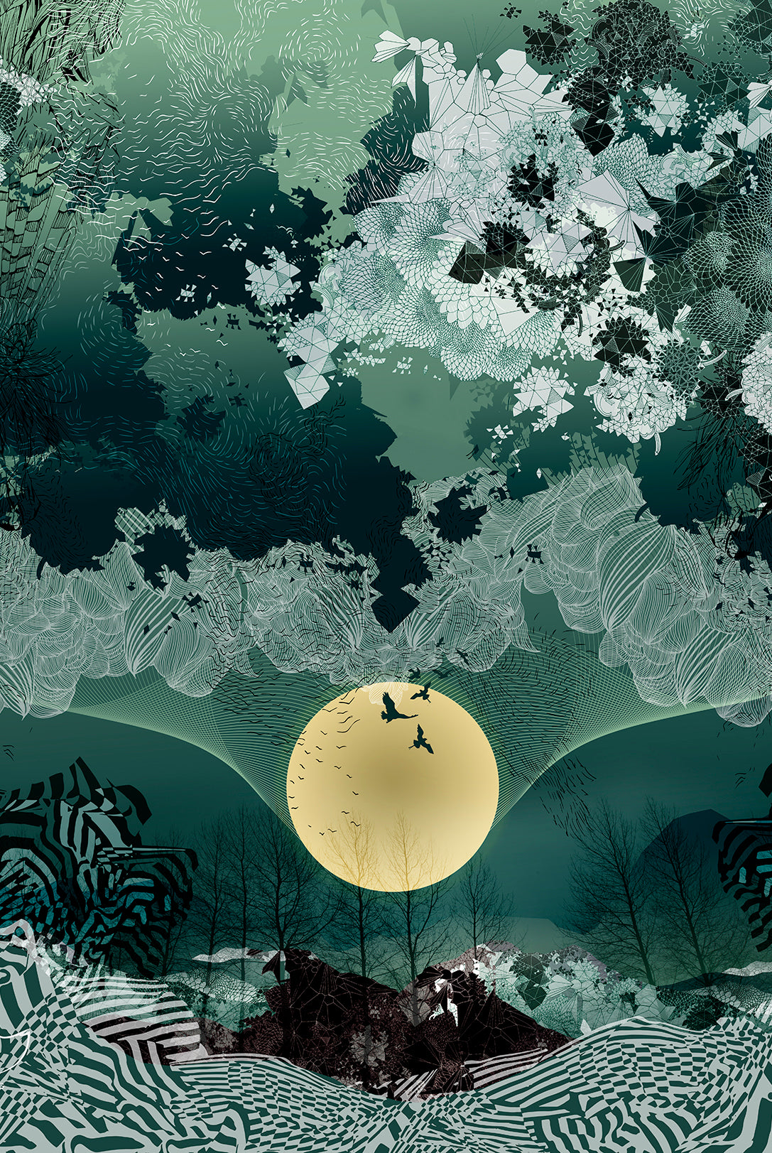 Sophie Darling New moon Silk Bomber Jacket full print design