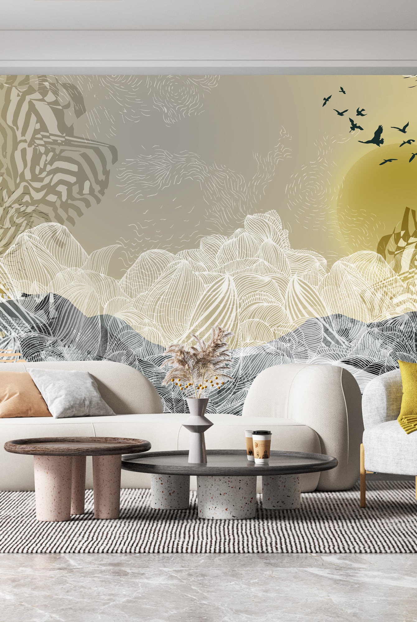 The Lola print shown as a Mural Wallpaper inside a room