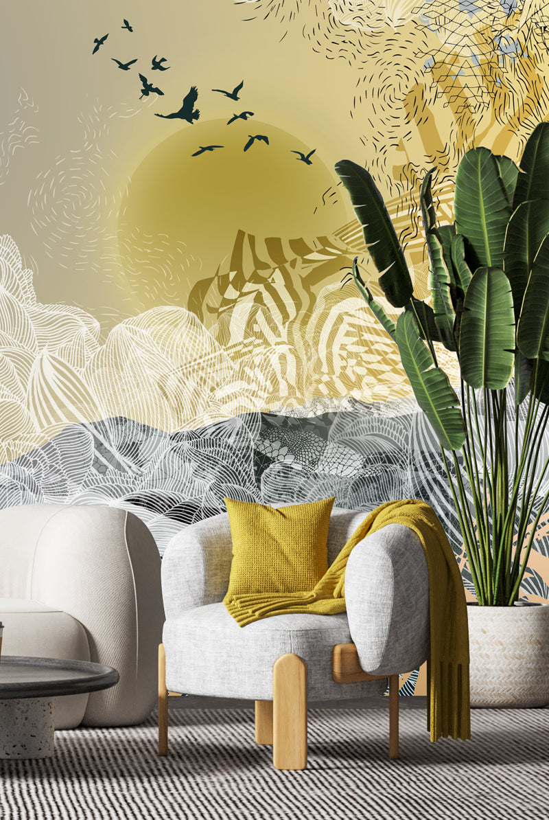 The Lola print shown as a Mural Wallpaper inside a room