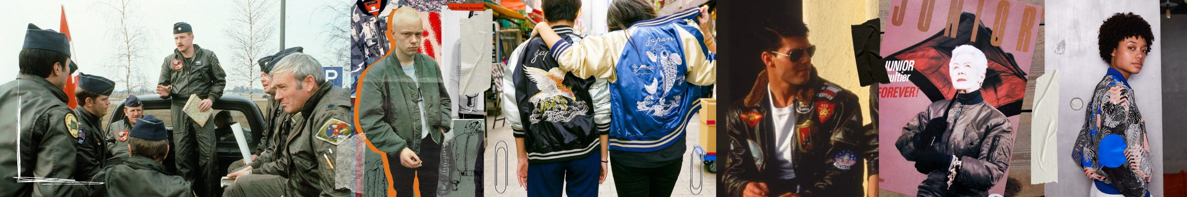 Images showing the history of bomber jackets