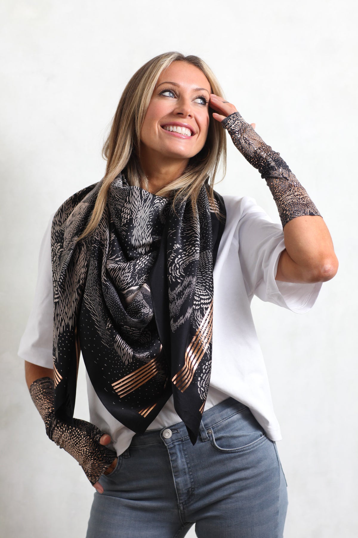 Hand Printed Satin Silk Scarf – Sophie Darling