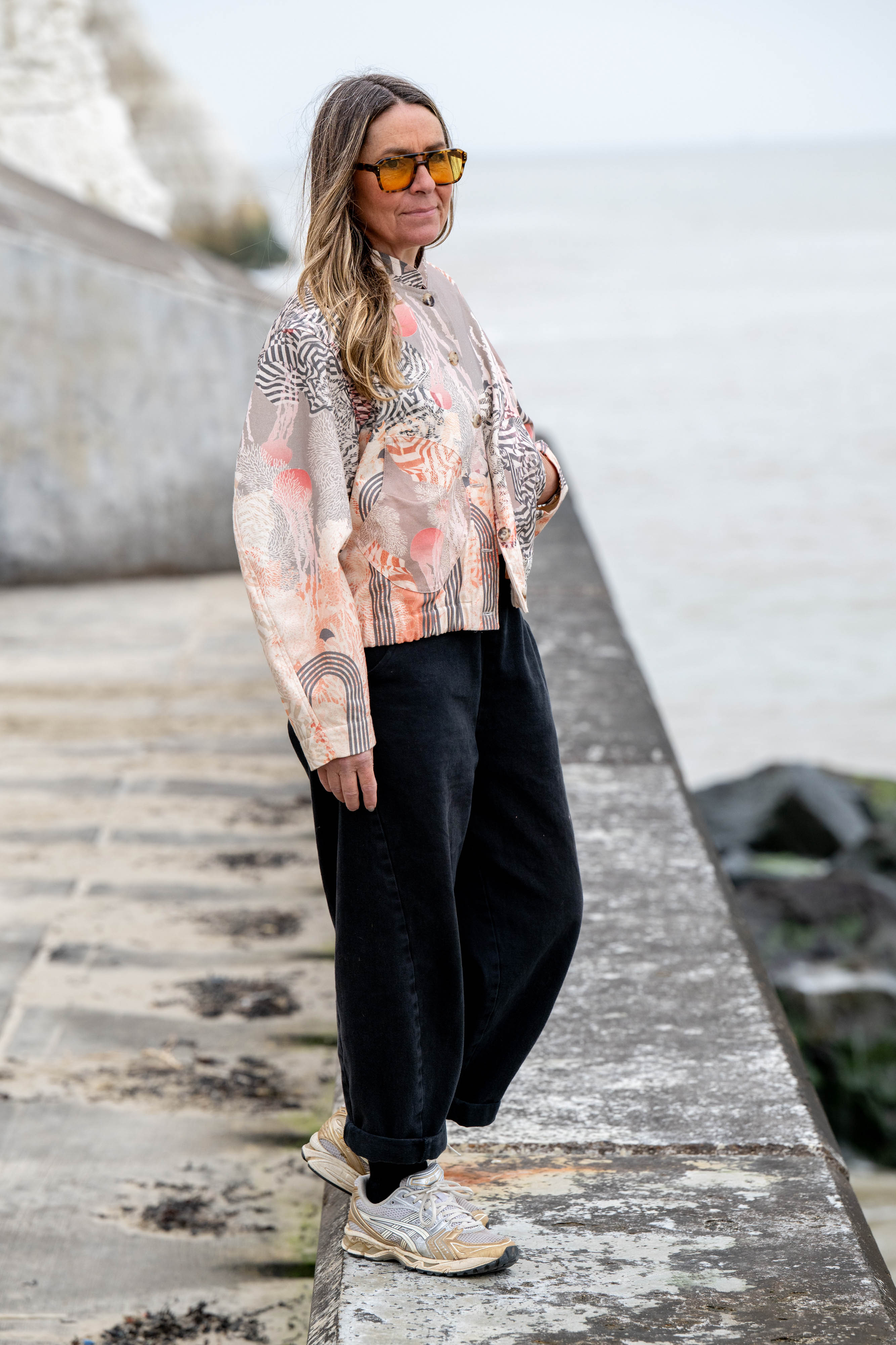 Sustainable womens summer jacket UK tulip sleeve bomber relaxed fit