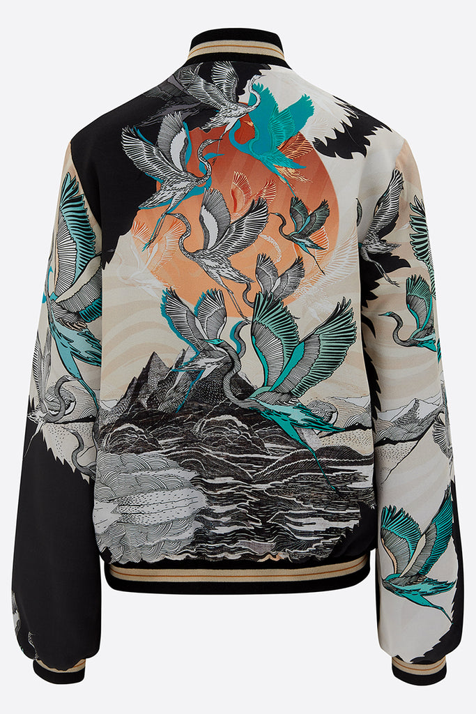 Sumi Silk Bomber Jacket back view