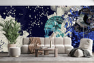 The colette print shown as a mural wallpaper inside a room 