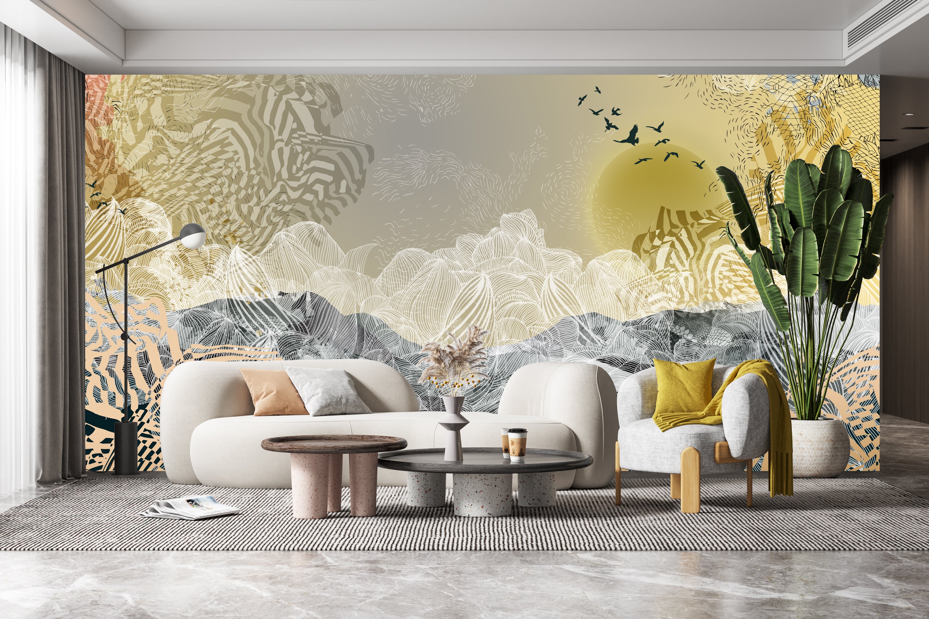 The Lola print shown as a Mural Wallpaper inside a room 