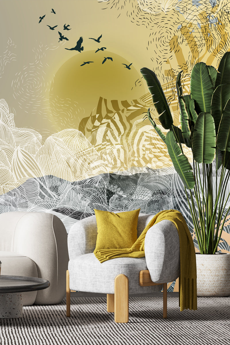 The Lola print shown as a Mural Wallpaper inside a room 